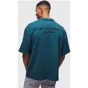Mens Dark Green Oversized Waffle Back Printed Shirt