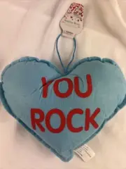 YOU ROCK Blue Valentine Conversation Heart Hanging Pillow 9.5x7”