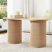 [Artiss] Coffee Table Oval Wooden Sofa Table Living Room Furniture 100CM Pine