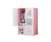 SOGA 6 Cubes Pink Portable Wardrobe Divide-Grid Modular Storage Organiser Foldable Closet