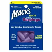 Mack's Slim Fit Soft Foam Earplugs For Small Sensitive Ear Canals 5 Pair 2 Pack