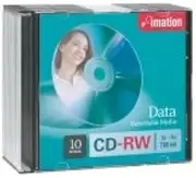 CD-RW Discs 700MB/80min 4x w/Slim Jewel Cases Silver 10/Pack