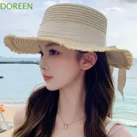 在飛比找蝦皮購物優惠-Doreen 拉菲草帽流蘇遮陽帽蝴蝶結太陽帽優雅防曬帽戶外遮