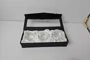 New OLEG CASSINI Signed Crystal Votive Candle Holders Trio Set of 3 Multi Shapes