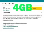 Optus 4GB 28 Days Mobile Broadband Sim Starter Data Only 01/12/25