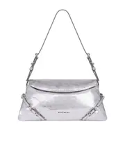 Small P'tit Voyou bag in laminated leather One size light silver