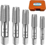 5-Piece NPT Pipe Tap Set, 1/8", 1/4", 3/8", 1/2", 3/4" NPT Tap Set Carbon Steel