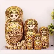 Matryoshka Russian Matryoshka 10 Pcs Handmade Wooden Russian Nesting Dolls Children's Educational Toys Creative Ornaments The Perfect Blessing Gift