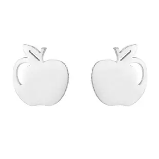 【VIA】白鋼耳釘 白鋼耳環 植物耳釘 蘋果耳釘/植物系列 可愛小蘋果造型白鋼耳釘(鋼色)