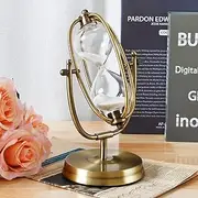 Hourglass Timer,30 Minutes Sand Clock Timer Vintage Metal Sand Watch Antique Glass Sandglass with White Sand Decorative Hour Glasses for Desk Office Home Room Table Book Shelf