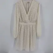 DVF Diane von Furstenberg Celia Ivory faux wrap surplice dress burn-out new 00