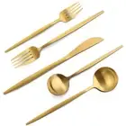 Matte Gold Silverware Set, 20-Piece Stainless Steel Flatware Set, Satin Finis...