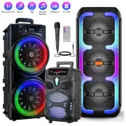 Bluetooth Karaoke Speaker Party Stereo Heavy Bass Subwoofer Disco w/ Microphone