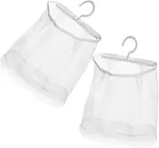 BATHVEVE 2Pcs Breathable Mesh Hanging Storage Bag for Clothespins Space Saving Organizer for Bathroom Kitchen and Home Design Convenient Storage