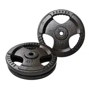 15kg x 2 - Standard 26.5mm Triple Handle Hammertone Cast Iron Weight Plate Set