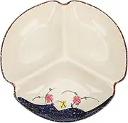 Cabilock Ceramic Three-Part Grid Plate Snacks Dish Bread Trays Breakfast Dish Compartment Plate for Home or Office