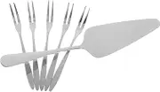PRETYZOOM 1 Set Elegant Cake Cutting with Silver Stainless Steel Forks and Dessert Servers for Weddings and Special Events and Versatile for Cakes and Fruits Present Packaging
