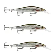 3x Rapala 9cm RipStop Deep Jerkbait Hard Body Fishing Lures - Live Roach