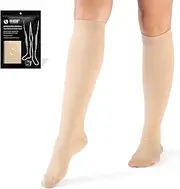 VARCOH Compression Socks for Women, Compression socks Men, Compression Socks Knee High, Best for Improve Varicose Veins,Leg Blood Circulation (L,Beige)