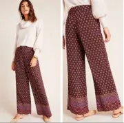 Anthropologie Marsden Wide-Leg Pants Geo Print Size 4