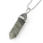 Labradorite Double Point Pendant- Free Chain - Strength, Transformation and Intuition