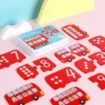 MATCHING NUMERAL RED BUS NUMBERS CHILDREN PUZZLE WOODEN TOYS