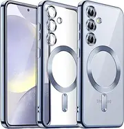 [JETech] Soft Clear Case for Samsung Galaxy S24 6.2-Inch, Camera Lens Full Protection, Compatible with MagSafe Wireless Charging, Shockproof Electroplated TPU Phone Cover (Sapphire Blue)