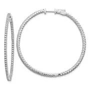 14k White Gold 1 1/4 Ct. Lab Grown Diamond VS/SI+ G+ Round In and Out Safety Clasp Hoop Earrings