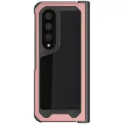 ATOMIC slim Galaxy Z Fold 4 Case Clear with Pink Aluminum Metal Bumper Premiu...