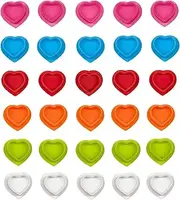 Heart-Shaped Silicone Tattoo Ink Caps 6 Color Set Large Tattoo Permanent Makeup Pigment Cups Holder with Stable Base 60PCS