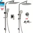 KYLINS Gun Metal Dual Shower Set 10" Rain Head Handheld Slide Rail Round/Square