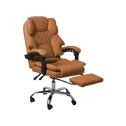 Levede Gaming Chair PU Leather Footrest Brown