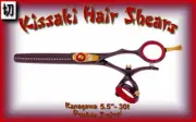 Kissaki Pro Hair Kanagawa 30t DOUBLE SWIVEL Black Cherry Red Thinning Shears