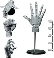 Hand Model, Hand Model 1:1 Articulated Mannequin Hand Moveable Joint 16x8in Manikin Hand with Base DIY PVC ABS Hand Model for Drawing, Painting, Sketching, Grey Mannequin Hand Hand Model for Drawing