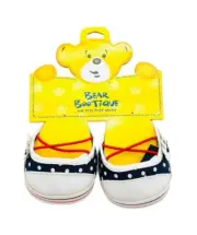Build a Bear Black Polka Dot and White Toed with Red Elastic Tie Shoes NWT
