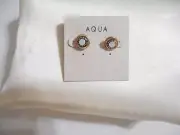 Aqua Gold Tone 3/8" Simulated Opal Stud Earrings N1080