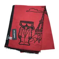 在飛比找蝦皮商城優惠-KARL LAGERFELD 巴黎鐵塔&貓咪圖案披肩圍巾 紅