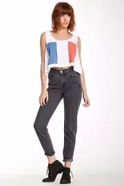 NWT AMERICAN APPAREL PETITE HIGH WAIST / RISE SKINNY JEANS~STONEWASH BLACK~RARE!