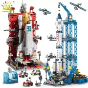 HUIQIBAO Space Rocket Building Blocks with Astronaut Figure for Kids