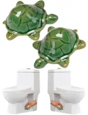 Decorative Sea Turtle Toilet Bolt Covers, Green Ceramic, Bathroom Accessory, ...