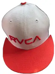 RVCA Baseball Hat BLack/White w Orange Brim & Embroidery RVCA Sz 7 5/8, New Era