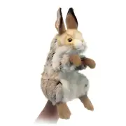 Hansa - Bunny Rabbit Puppet - Realistic Animal Stuffed Plush Toy - 35cm