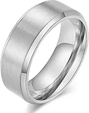 [SCOCCA] Brushed Matte Titanium Ring, Simple Matte Stainless Steel Ring