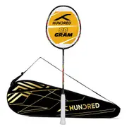 HUNDRED Powertek 2000 PRO Strung Badminton Racquet with Full Cover (Black, Size: Standard, Grip Size: G6) - Material: Graphite - Intermediate Leavel - Weight: 90gm - Maximum String Tension- 22-24lbs