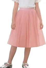 [YKR] Girls Tulle Skirts Elastic A-line Mesh Long Tiered Tutu Skirt 5-12 Years