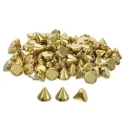 100Pcs Acrylic Spike Cone Studs, 6x6mm Flat Back Sew on Punk Beads (Gold)