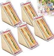 Triangle Sandwich Container, Bpa-Free Plastic Reusable Sandwich Containers for Lunch Boxes, Eco-Friendly Sandwich Boxes for Kids, Sandwich Box Container, Clear Hinged Sandwich Wedge Box (5pcs)