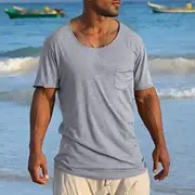 Men's T Shirt Tee Top Short Sleeve Crew Neck Summer Plain Sports Fashion Lightweight Pocket Vacation Casual Holiday Black White Blue Top Tee for Men