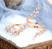 Moissanite Engagement Ring Set-Dainty Wedding Ring Set-Anniversary Gift To Her