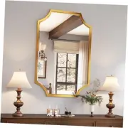 24"x36" Mirror for Wall Scalloped Mirror Vanity Mirror 24"L x 36"W Gold